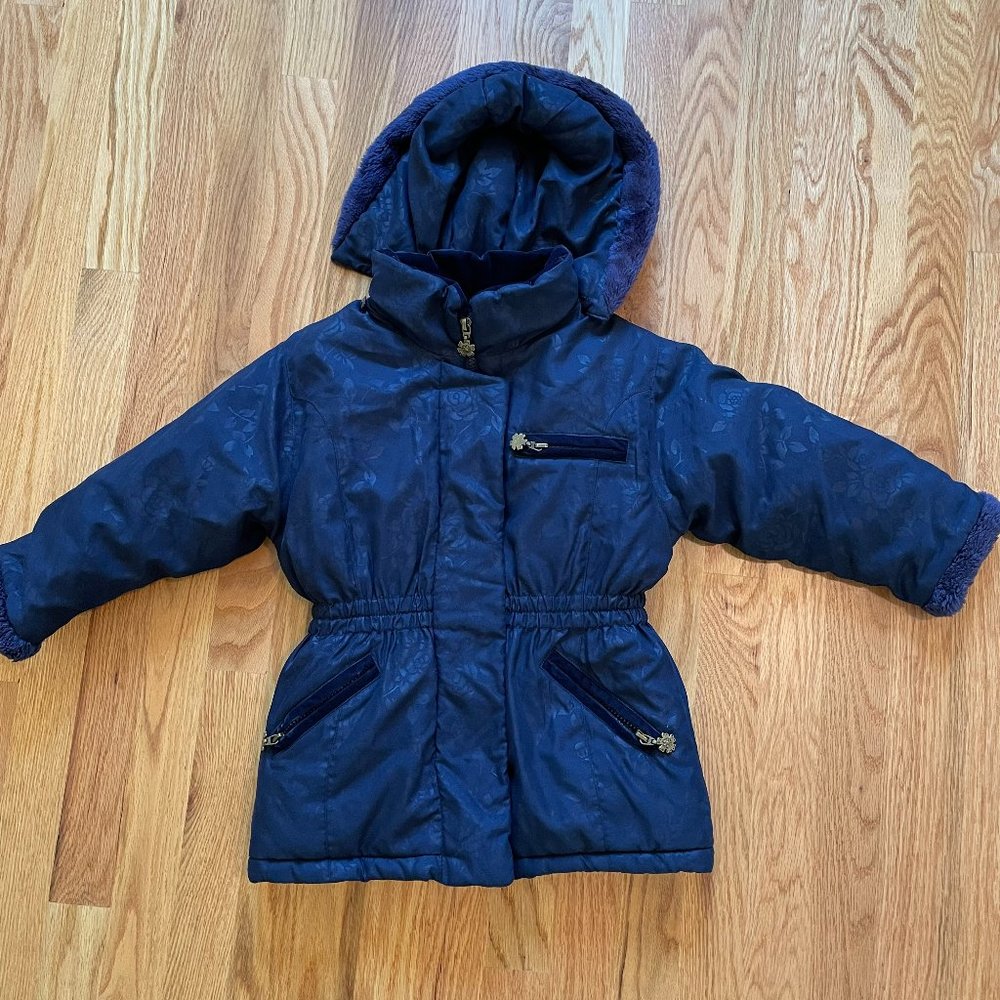 Rothschild Hooded Winter Coat/Jacket Snowflake Pattern Blue Girls Size L (4)